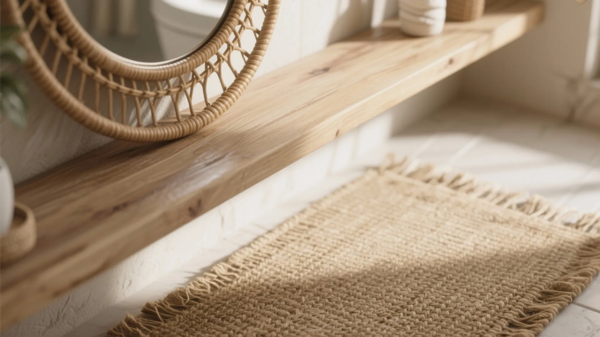 1. Layer natural textures — jute, rattan, and unfinished wood