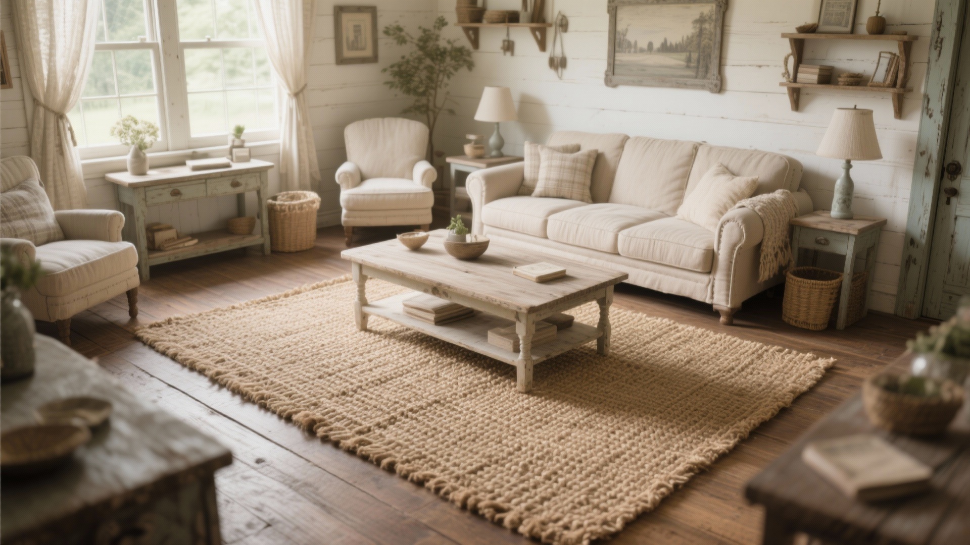 10 Farmhouse Living Room Rug Ideas