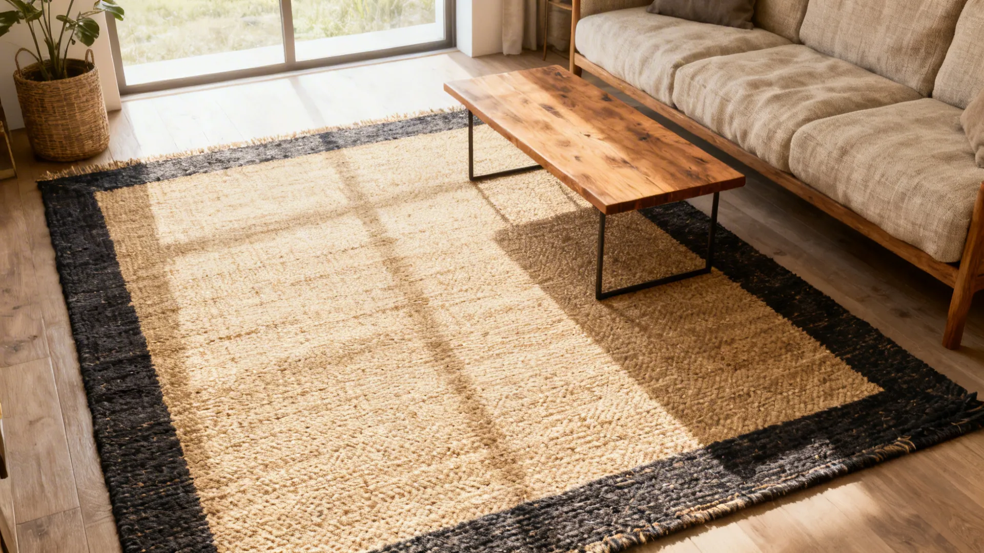 3. Natural fiber jute or sisal with a border