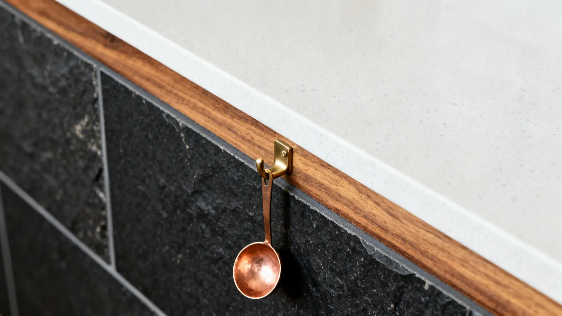 Minimalist Open Shelving with Indian Stone Accents