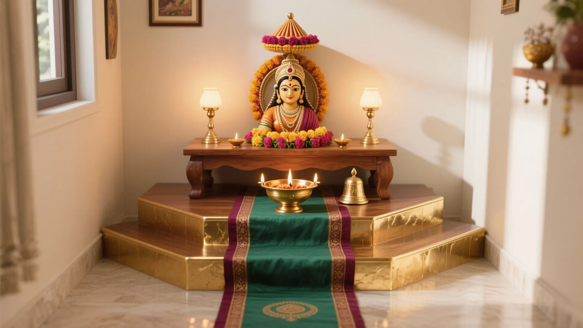 Compact Kalasham Stage with Brass Highlights