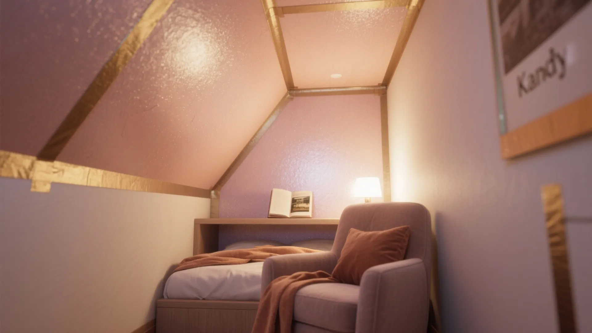 4. Shimmery ceiling accents for coziness