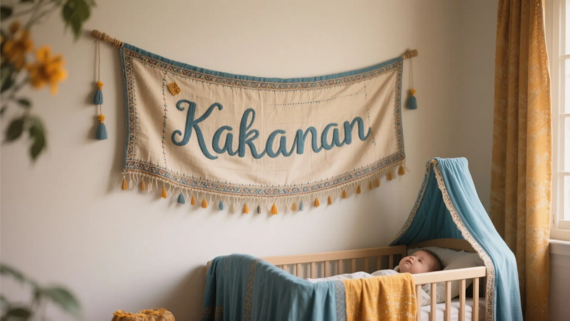 Personalized Name Banner with Kantha or Aari Stitch