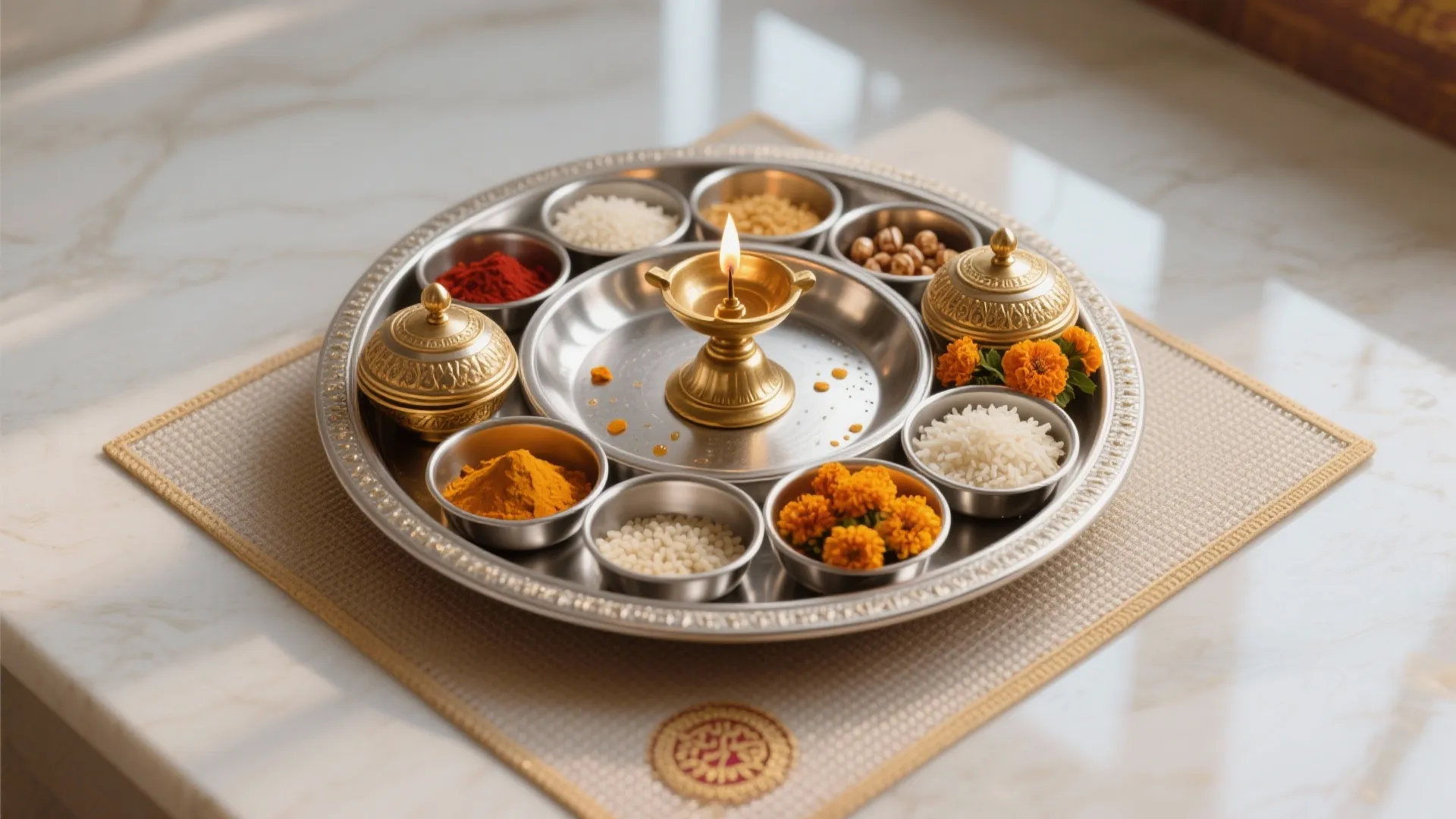 Compartmentalized Thali: Katoris and Inserts for Seamless Rituals