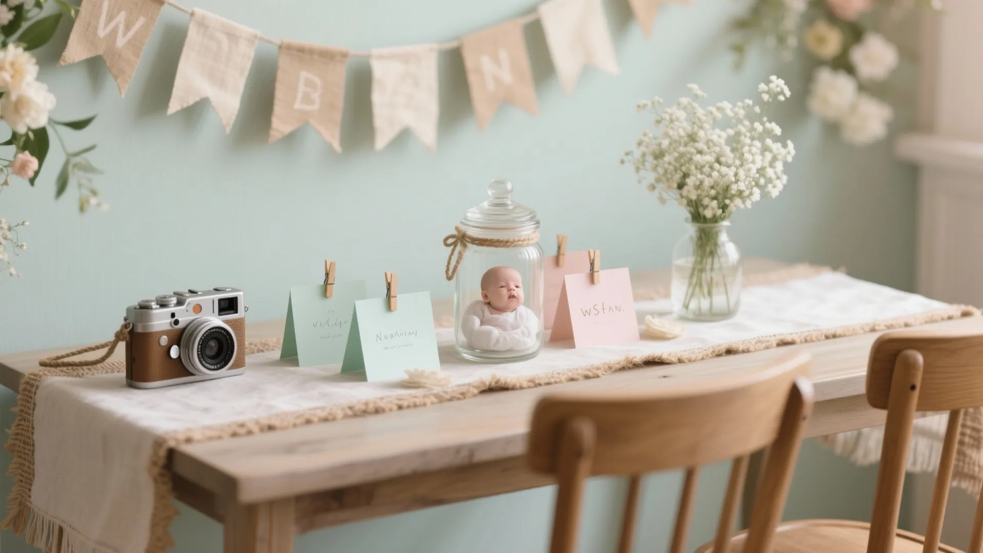 Personal Touches: Name Reveal Wall and Keepsake Table