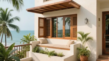 Kerala House Balcony Window Design: 5 Warm Wood Ideas