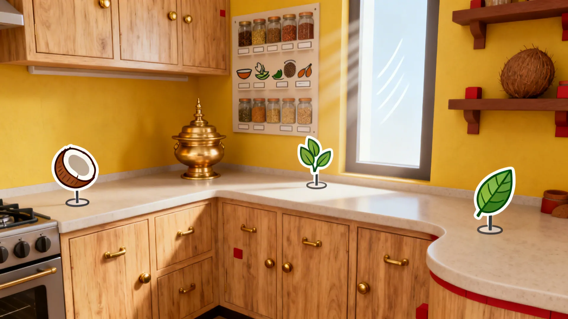 Kerala Traditional Kitchen: 5 Cartoon-Style Design Ideas