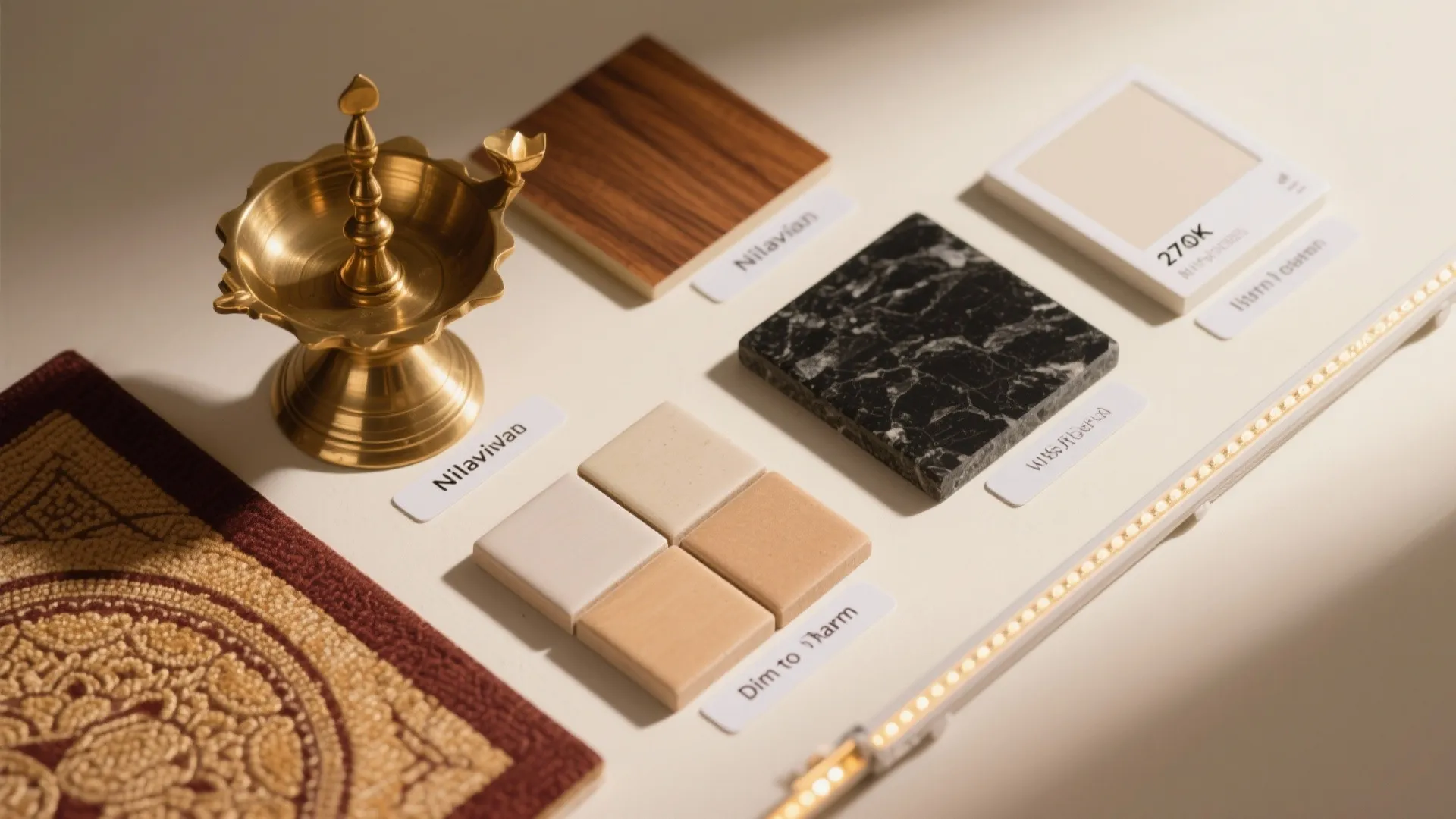 Brass Accents, Nilavilakku, and Warm Lighting