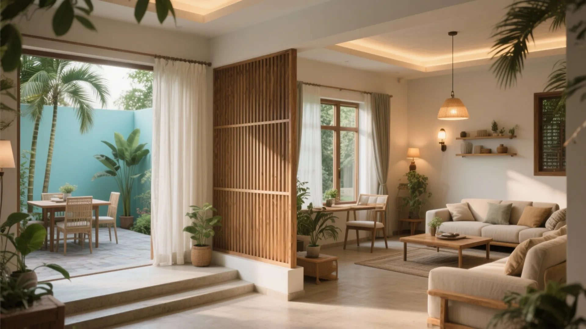 Smart open-plan links to dining and courtyard