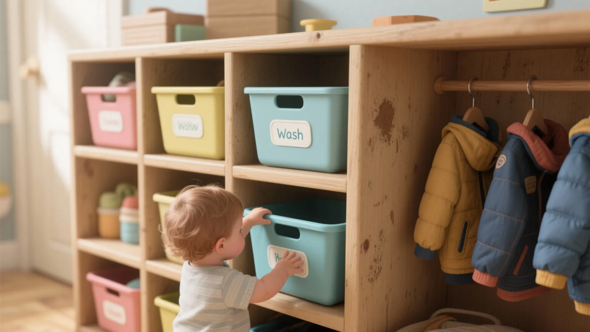 2. Use vertical storage with kid-height access