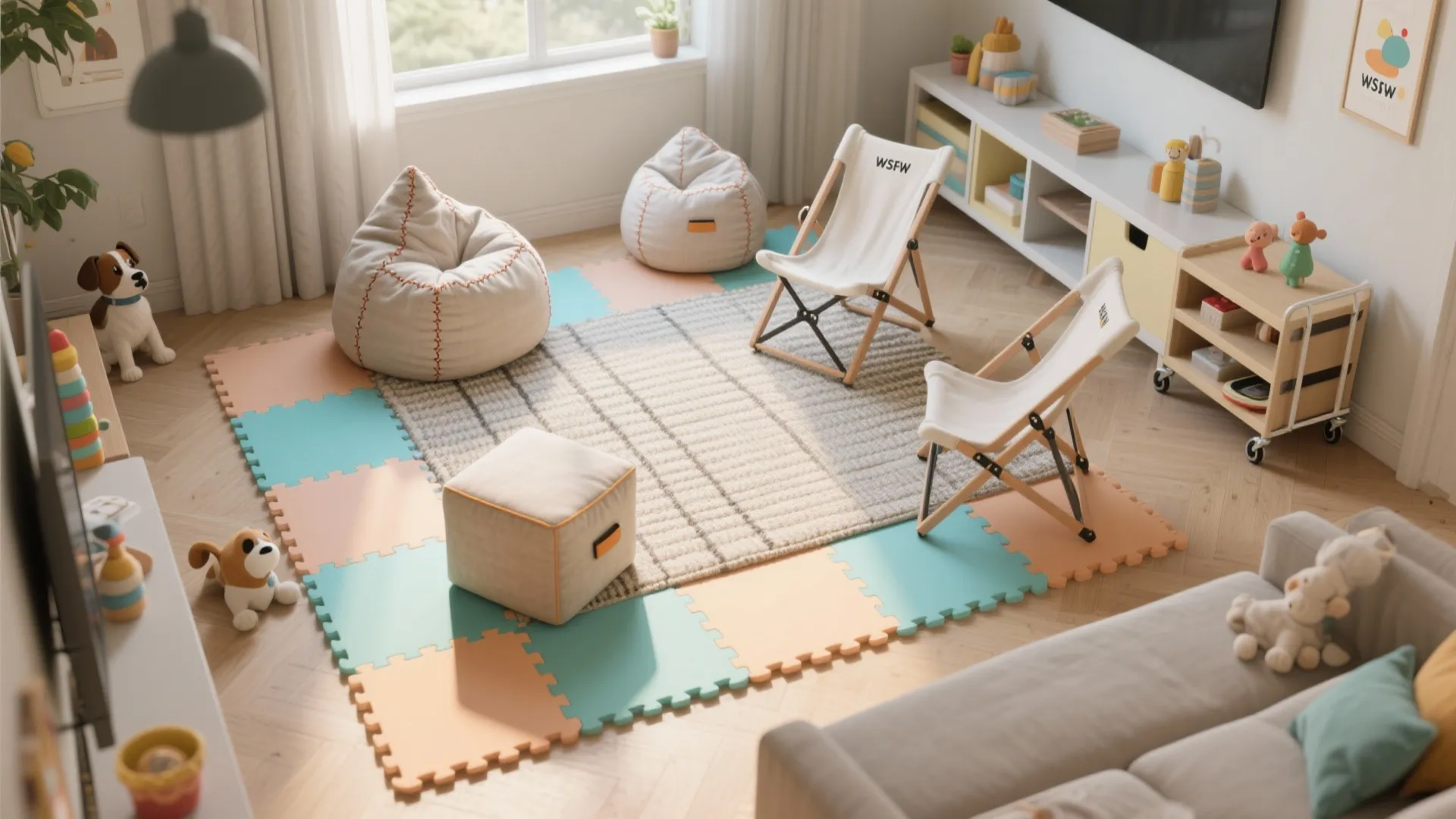 Kid- and Pet-Friendly Floor Seating Zone