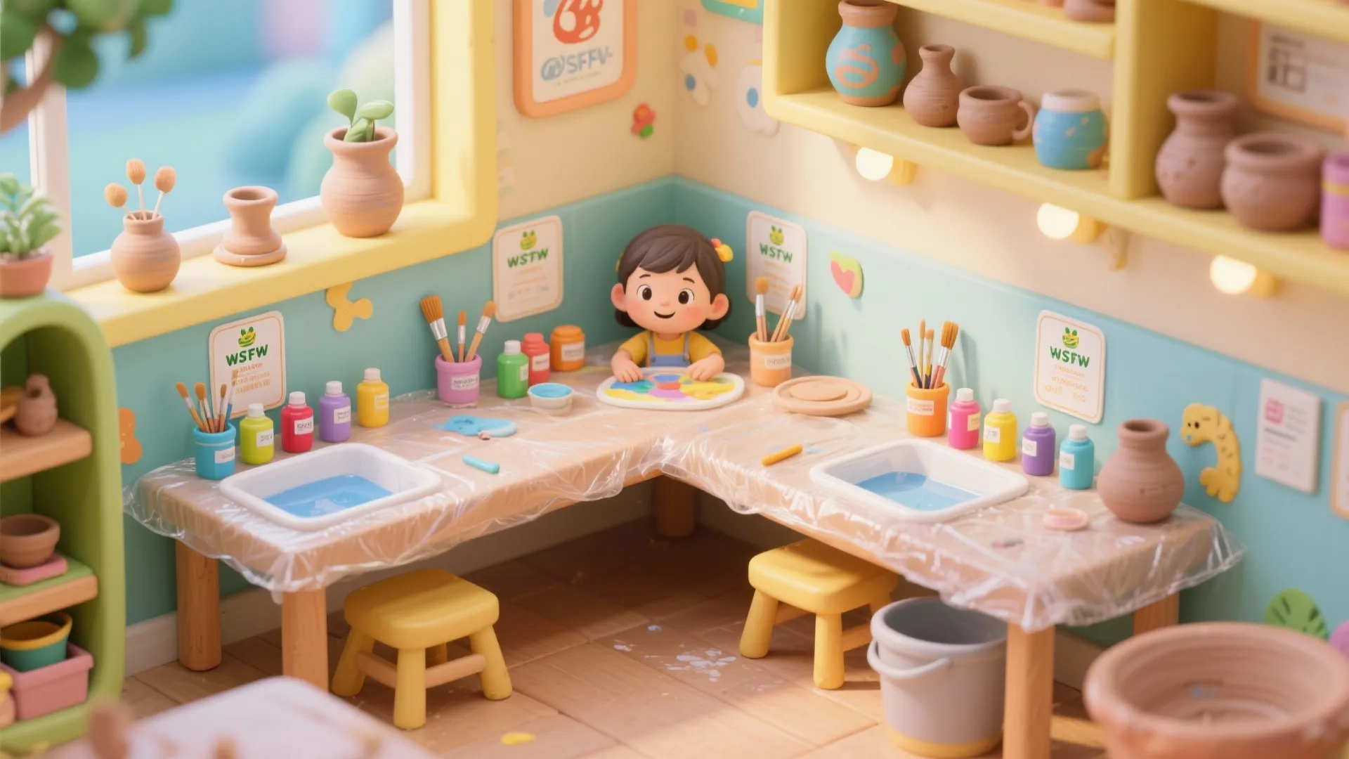 4. Kid-Safe Corner with Washable Supplies