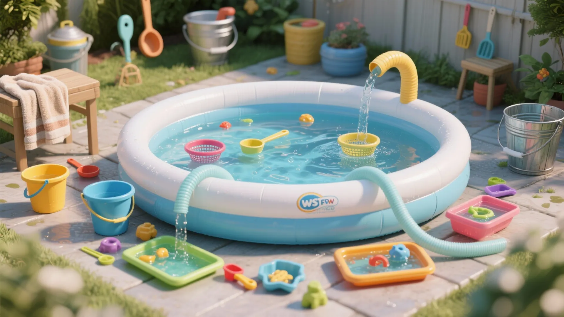 4. Kiddie Pool + Sensory Stations