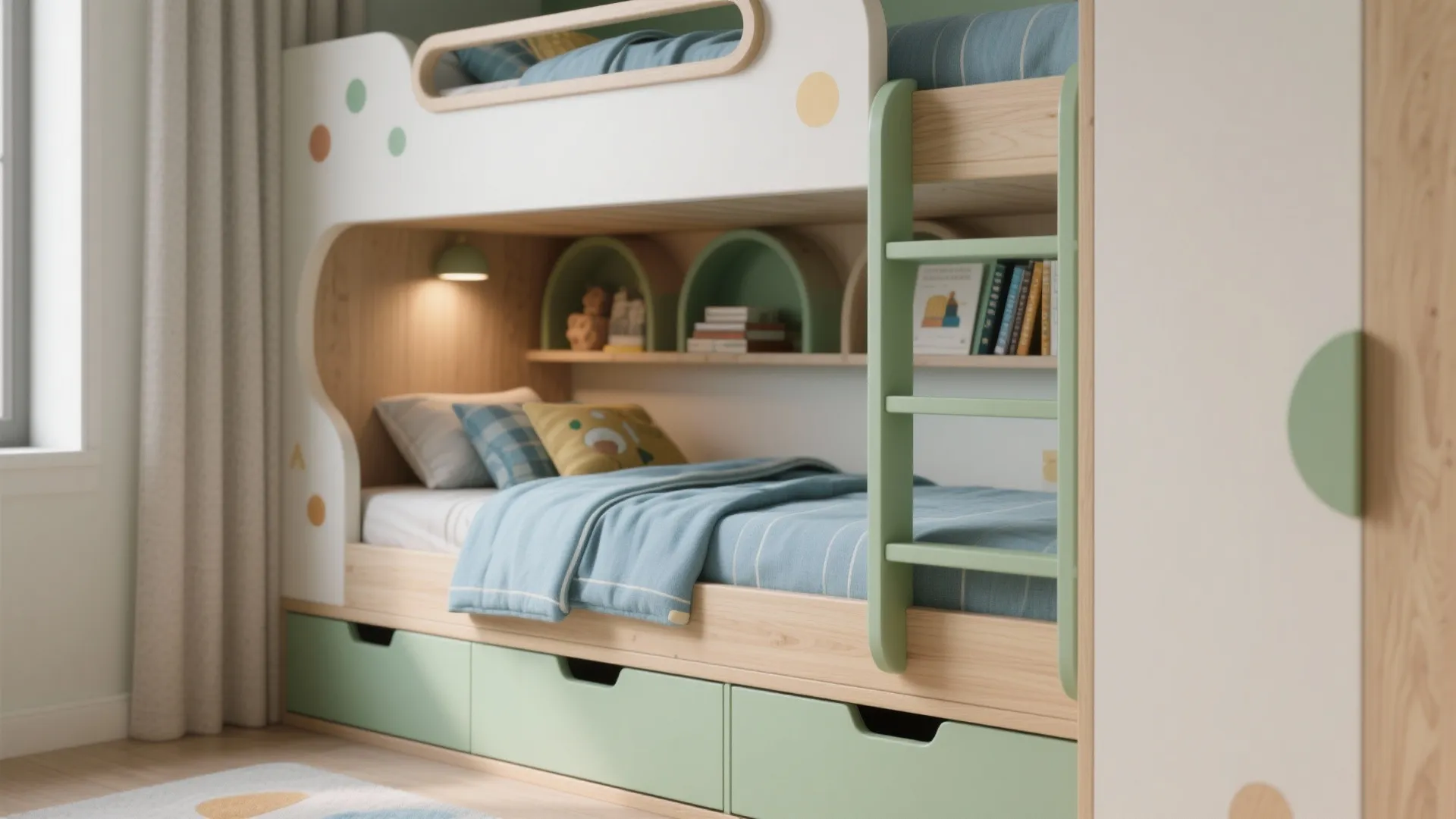 2. Bunk or loft-style kids’ bedroom