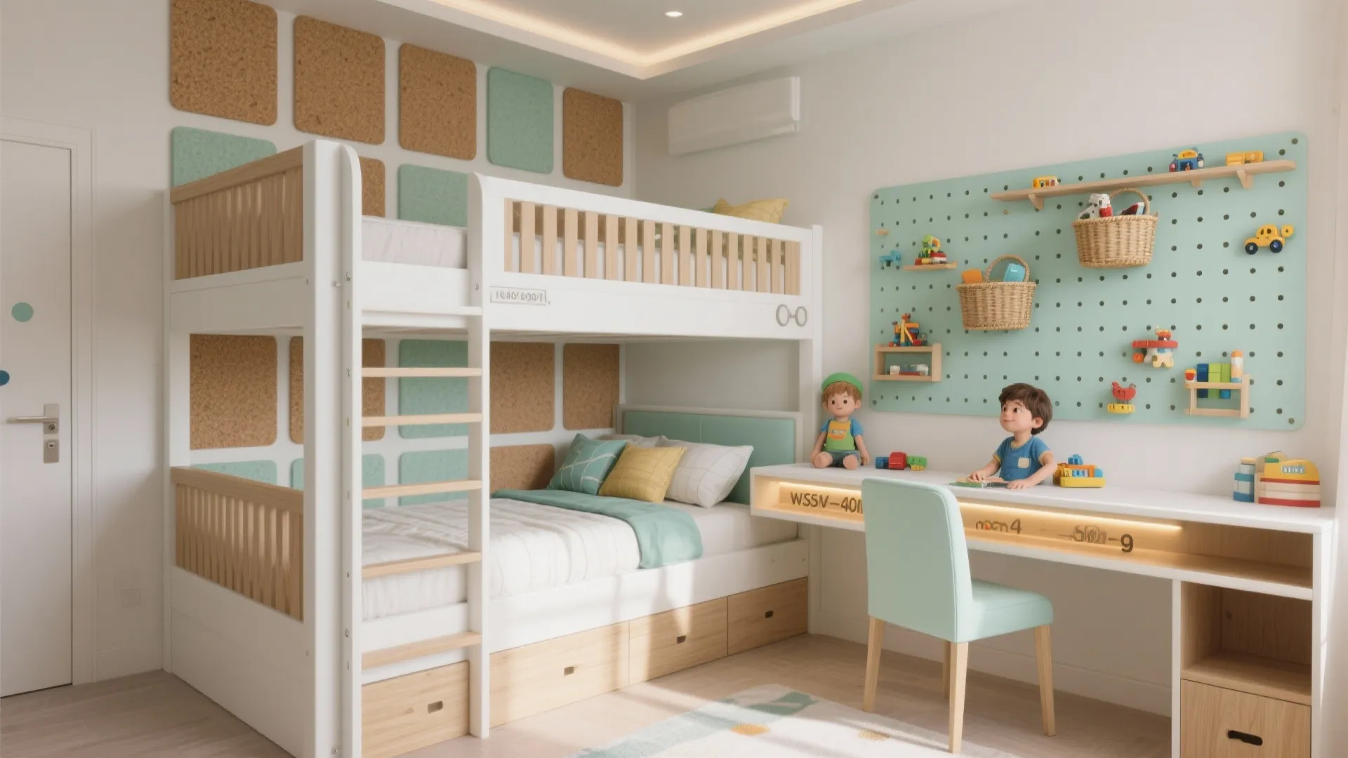 Kids’ Room That Grows: Bunk + Study Nook + Toy Wall