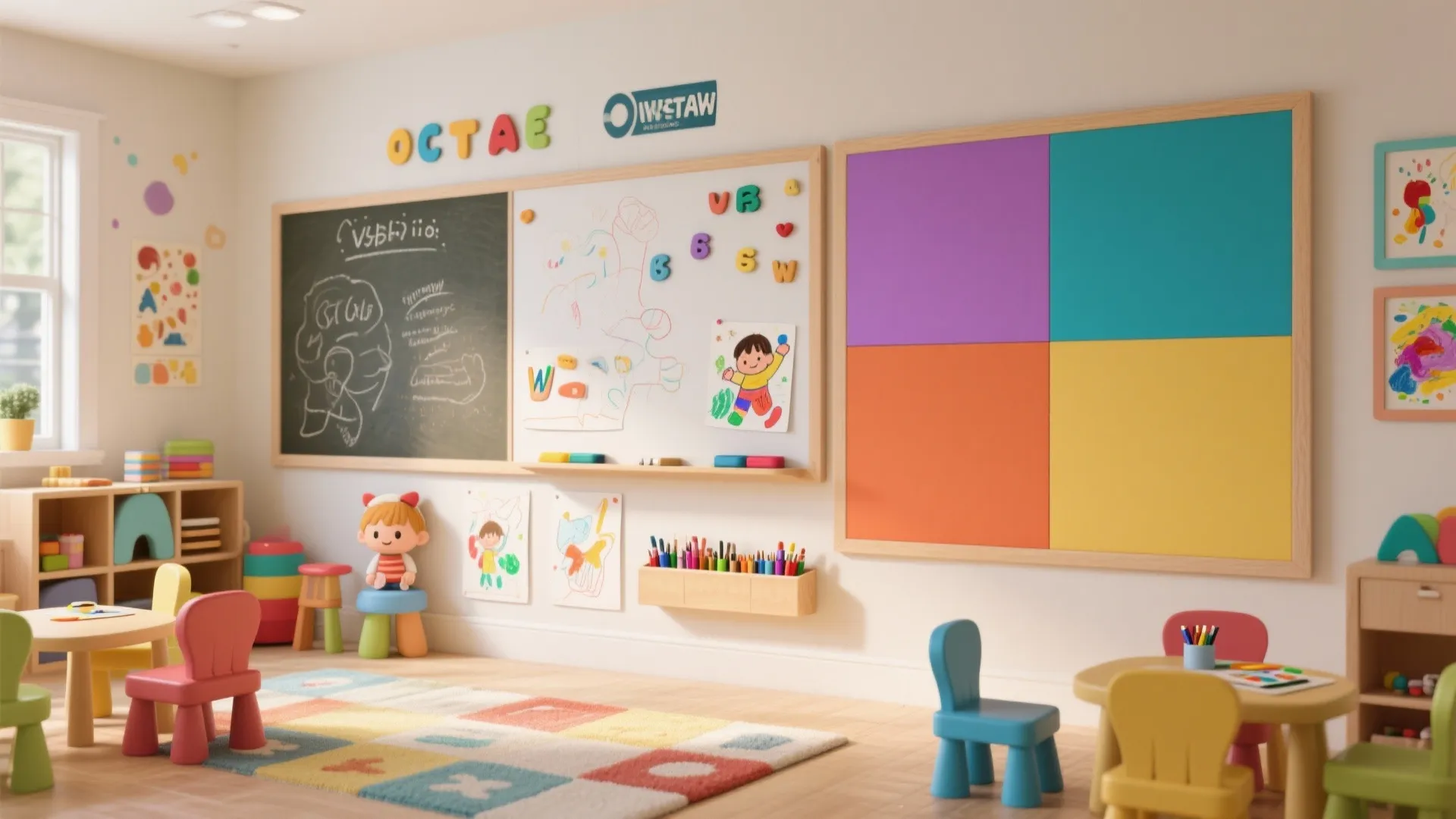 3. Learning wall for kids: zones and color blocks