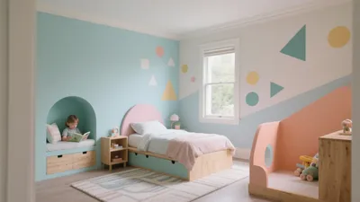 Playful Children’s Bedroom with Geometric Wall Art