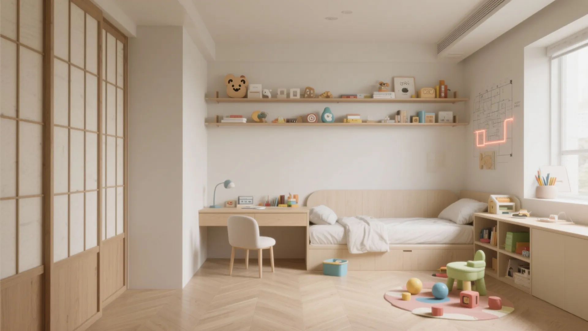 Tips 3: 子ども部屋は“成長に合わせて割る/つなぐ”（动线规划・收纳技巧）