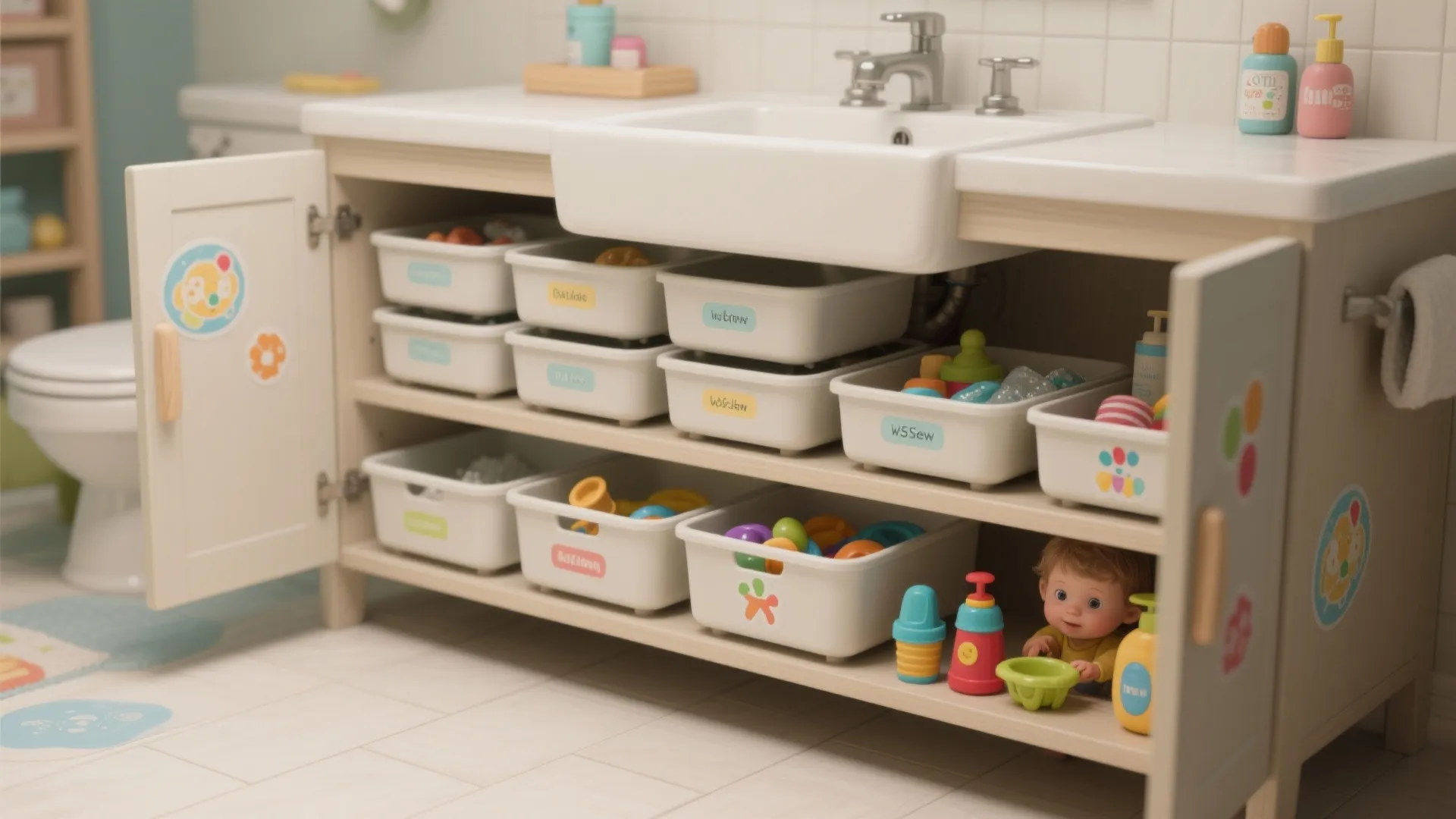 4. Kid-friendly storage solutions with themed bins