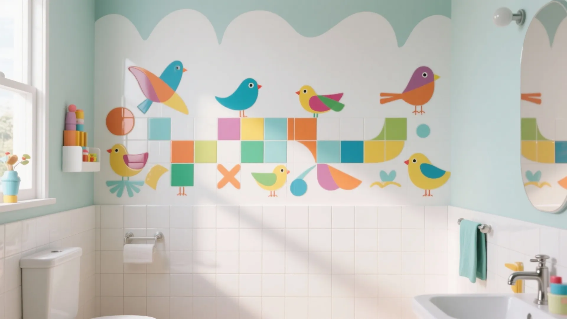 3. Bright Themed Tile Murals