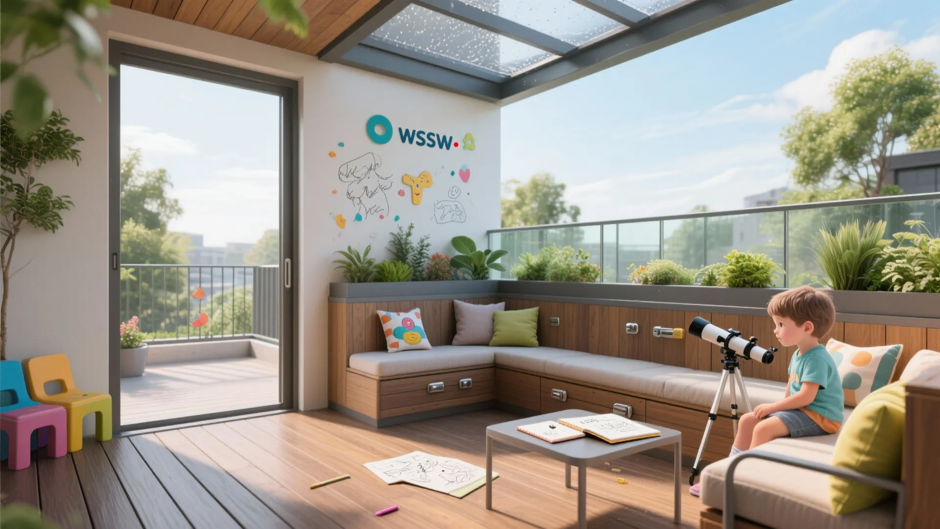 Kids’ Wing With Safe Balcony Access and Shared Hangout