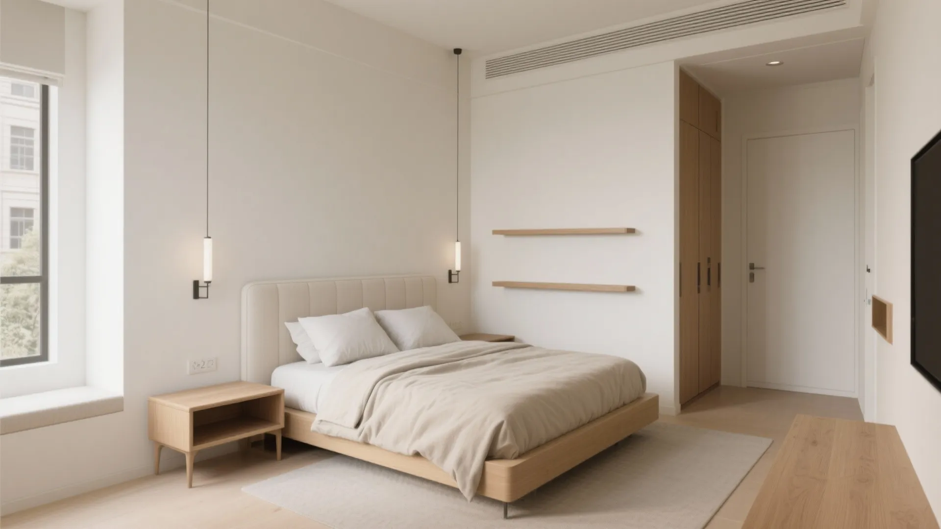 Corner-set King Bed Clears the Path