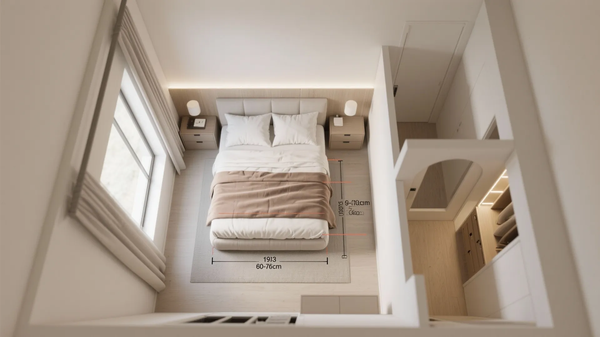 Layout first: door swing, closet access, and bed-width math