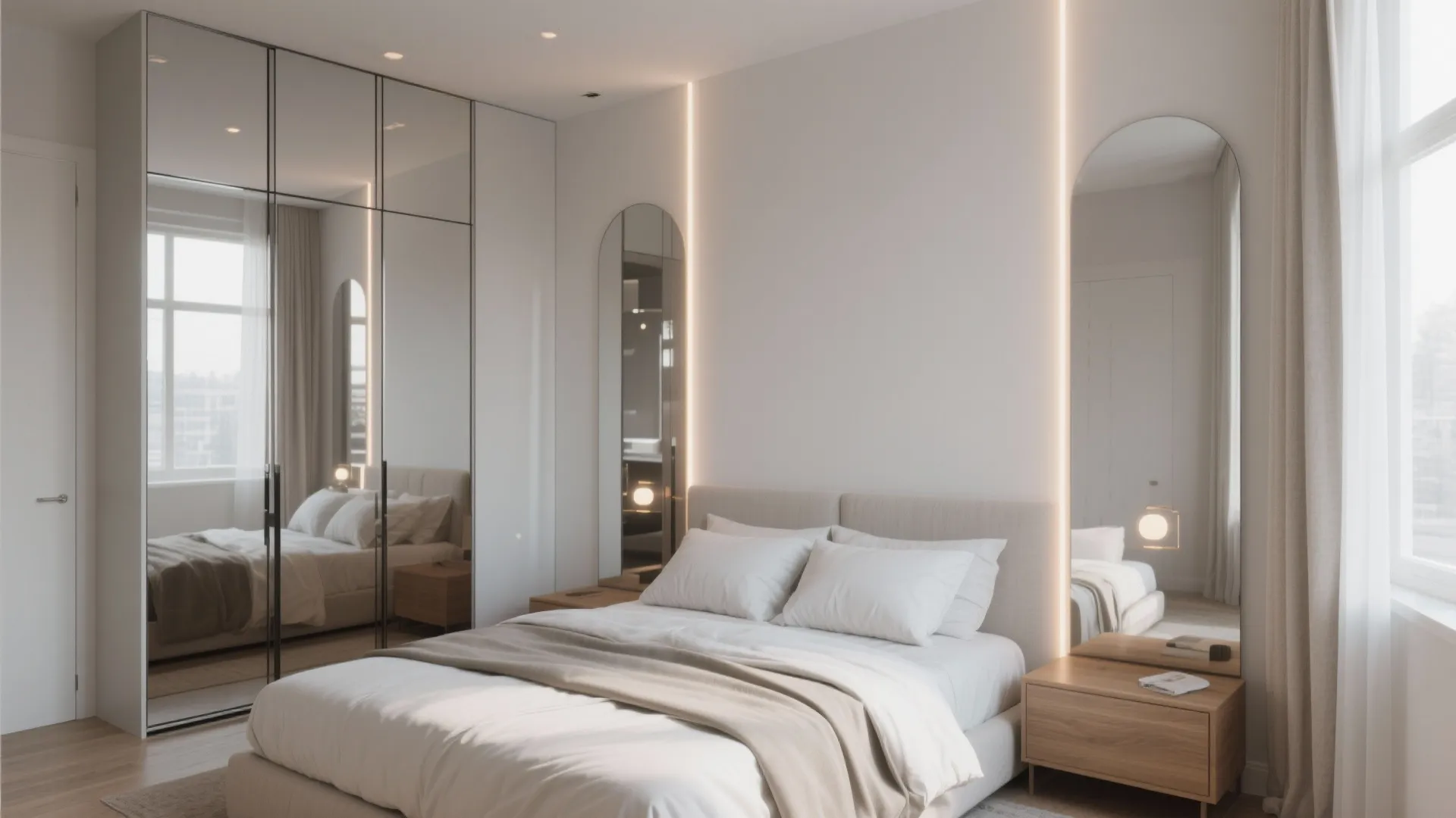 Light Palette, Mirrors, and Glass to Expand Visually