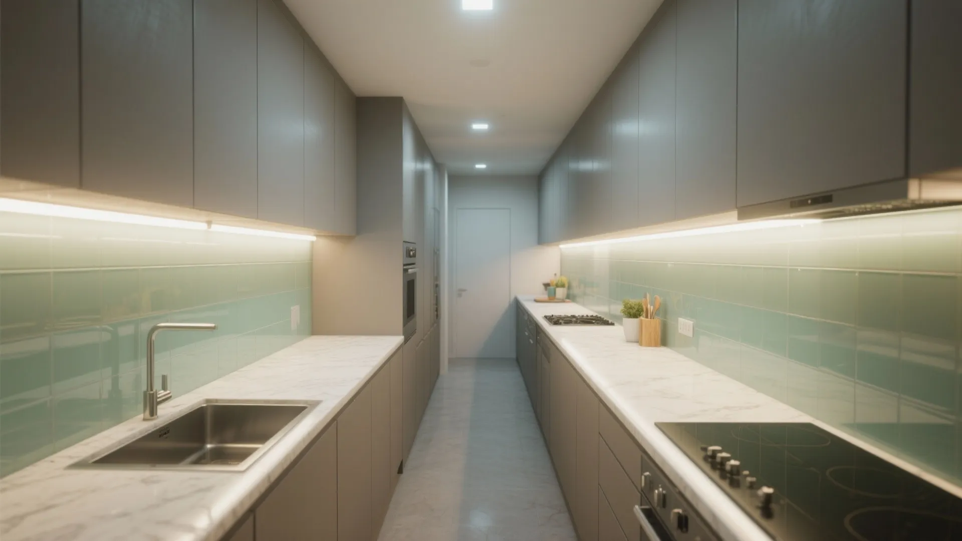 Glass Backsplash and Light-Bouncing Surfaces in the Kitchen