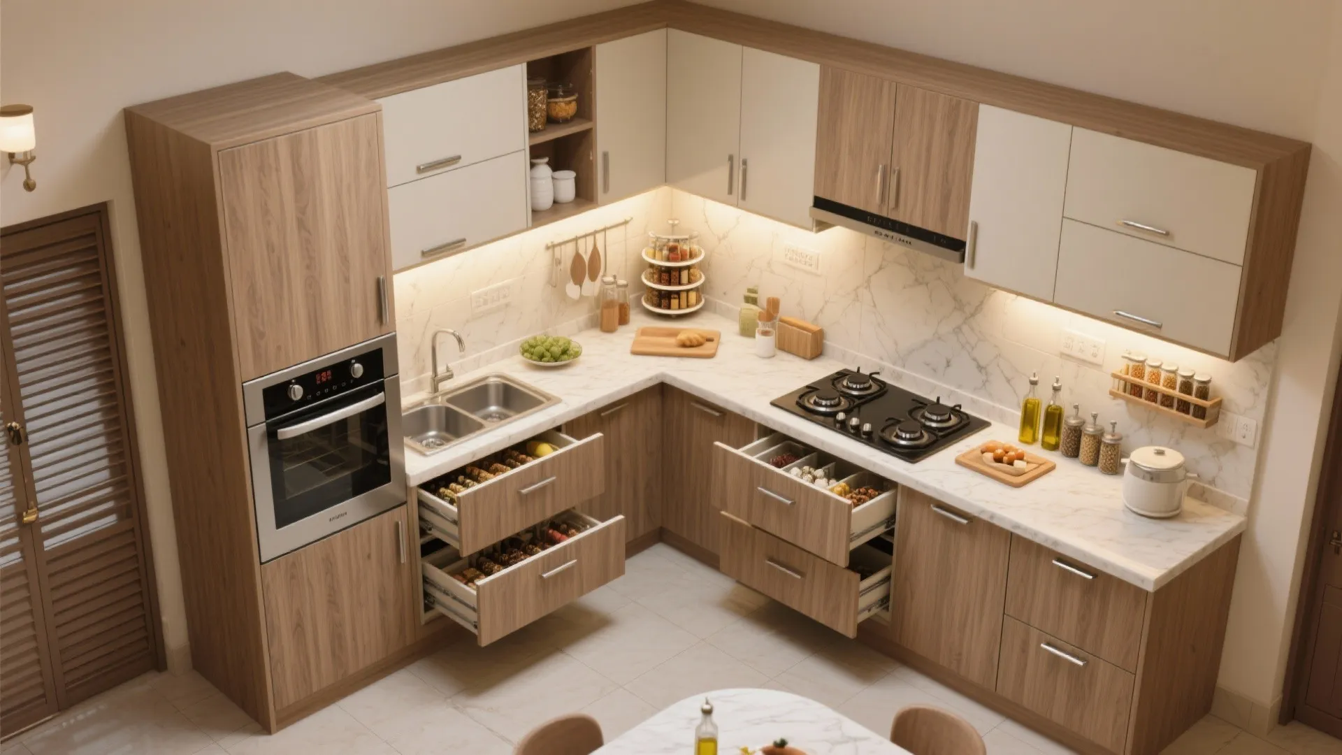 Minimalist kitchen storage that actually fits a Noida 3 BHK