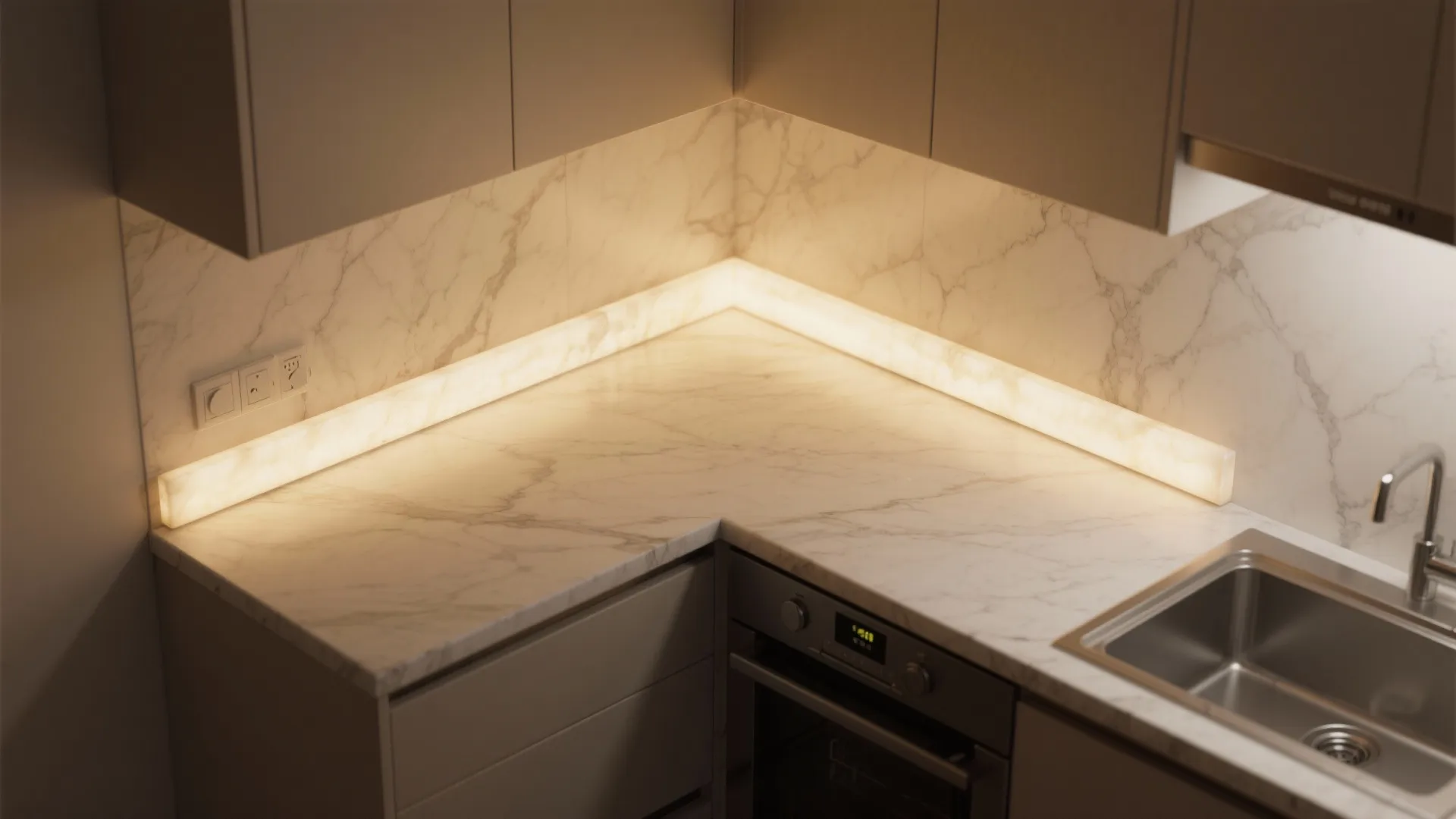 4. Alabaster Light Strip Above Kitchen Counter