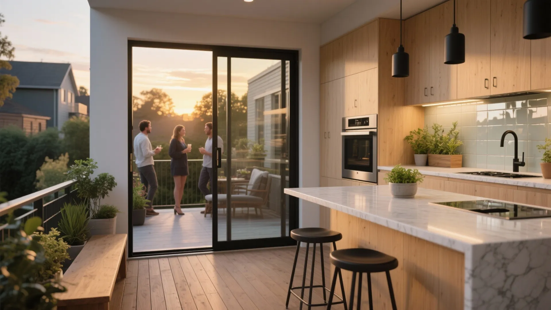 Kitchen-Adjacent Balcony for Social Flow
