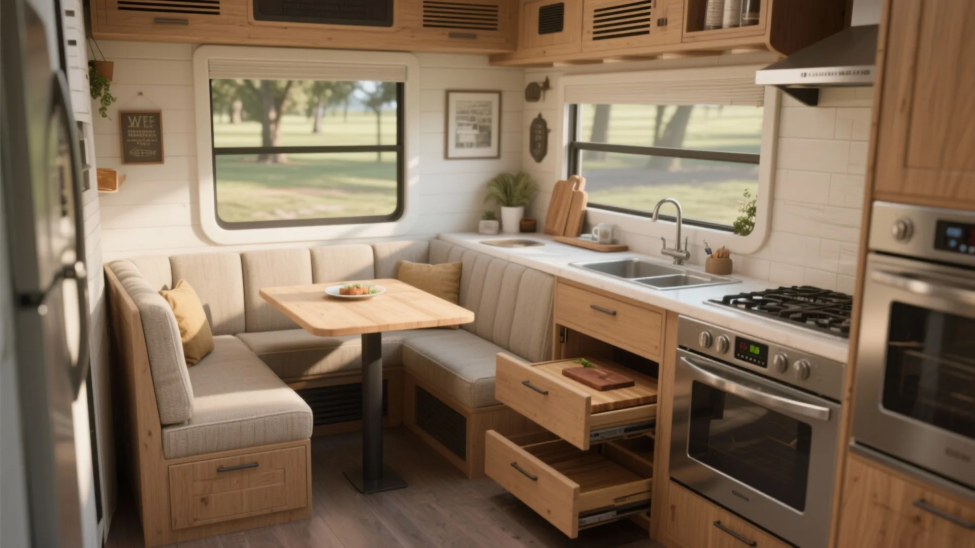 5. Multi-functional kitchen with dining banquette