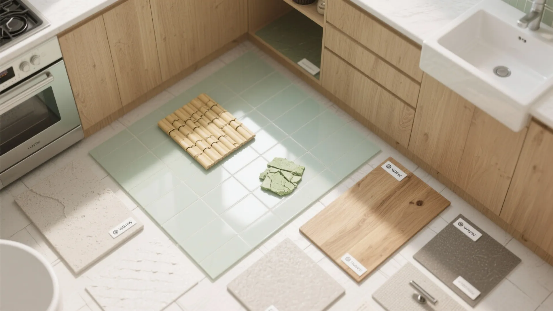 Compact, bright kitchen and easy-clean bathroom
