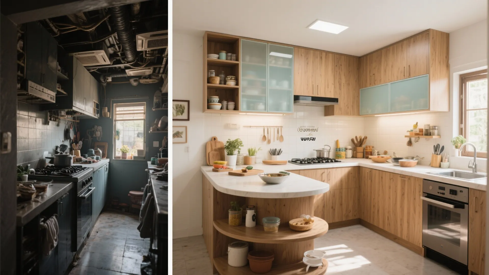 L-shaped micro-kitchens that move like a chef