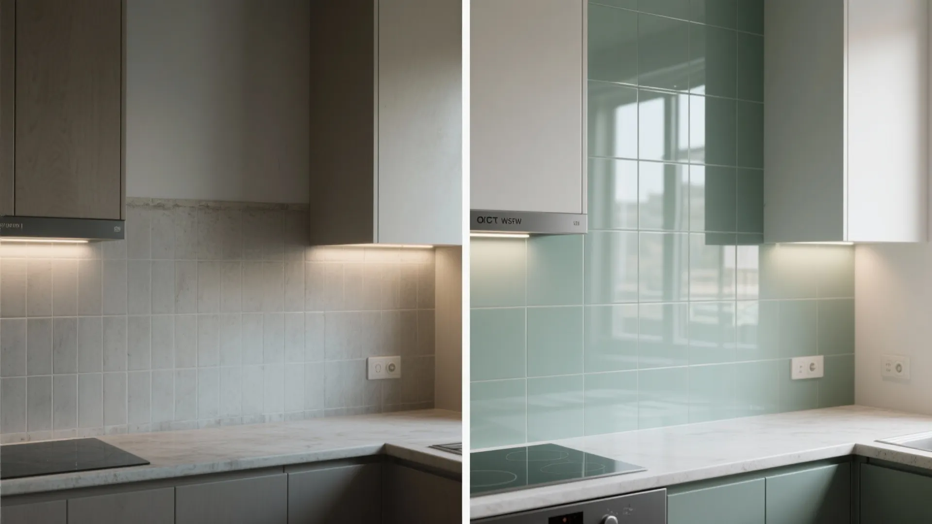 Glass backsplash and reflective finishes for daylight boost