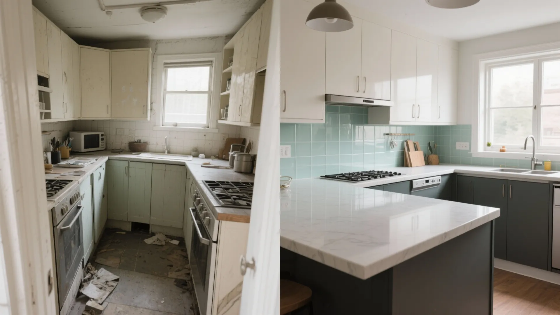 2) L-Shaped Kitchen to Free Counter Run and Circulation