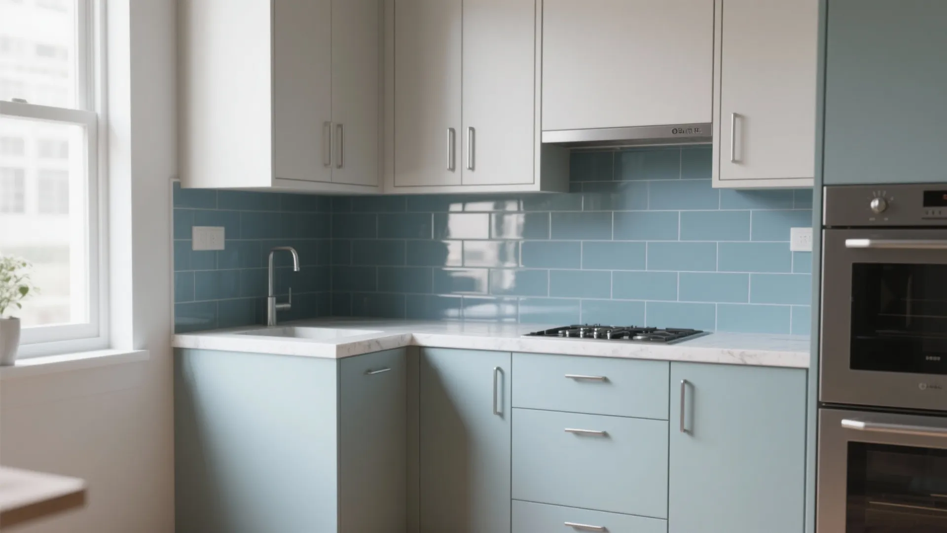 3. Make small kitchens feel bigger with strategic color studies