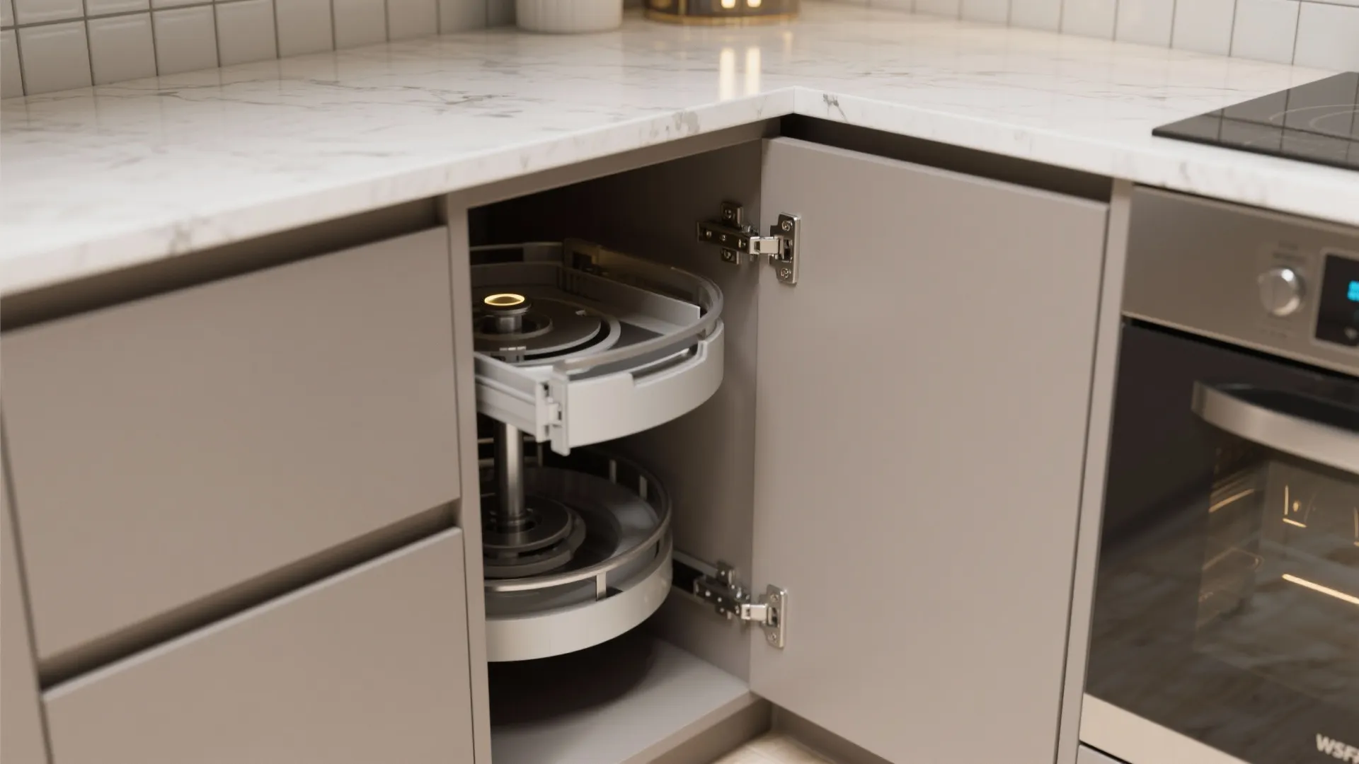 Space-smart modular kitchen with an L-shaped core