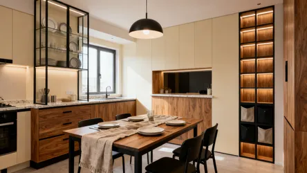 5 Kitchen and Dining with Crockery Unit Partition Ideas