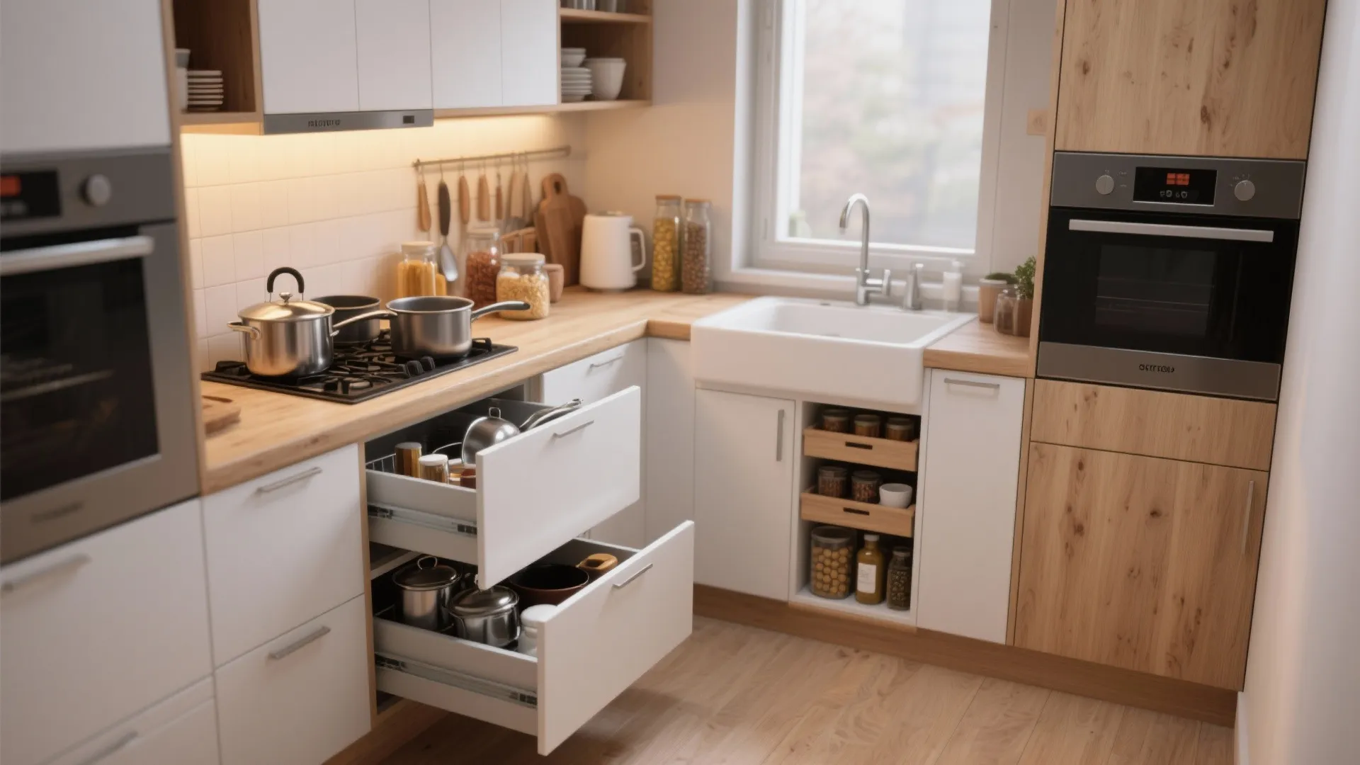 6. Drawers Over Cabinets