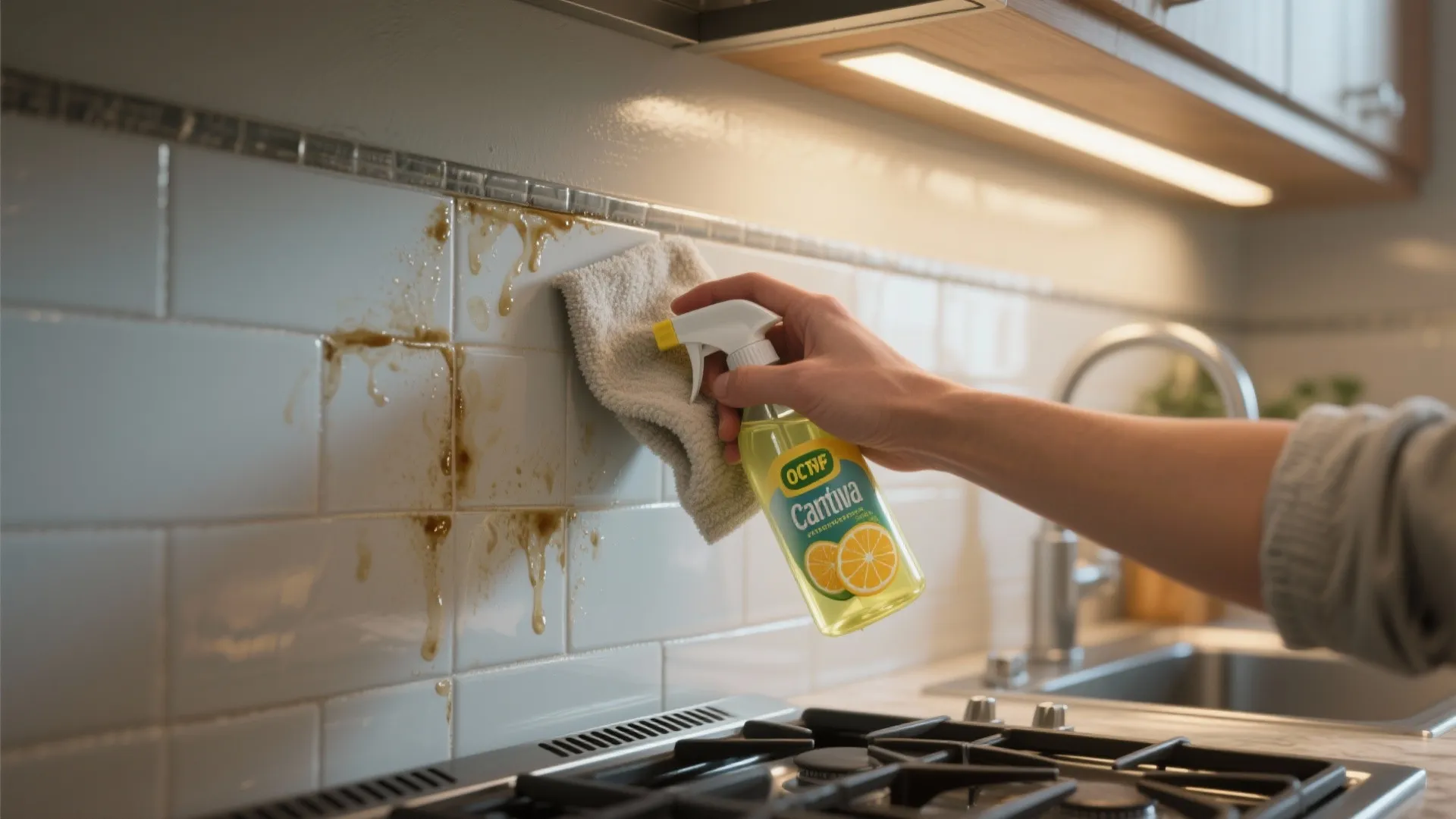 4. Degreasing kitchen walls and backsplashes