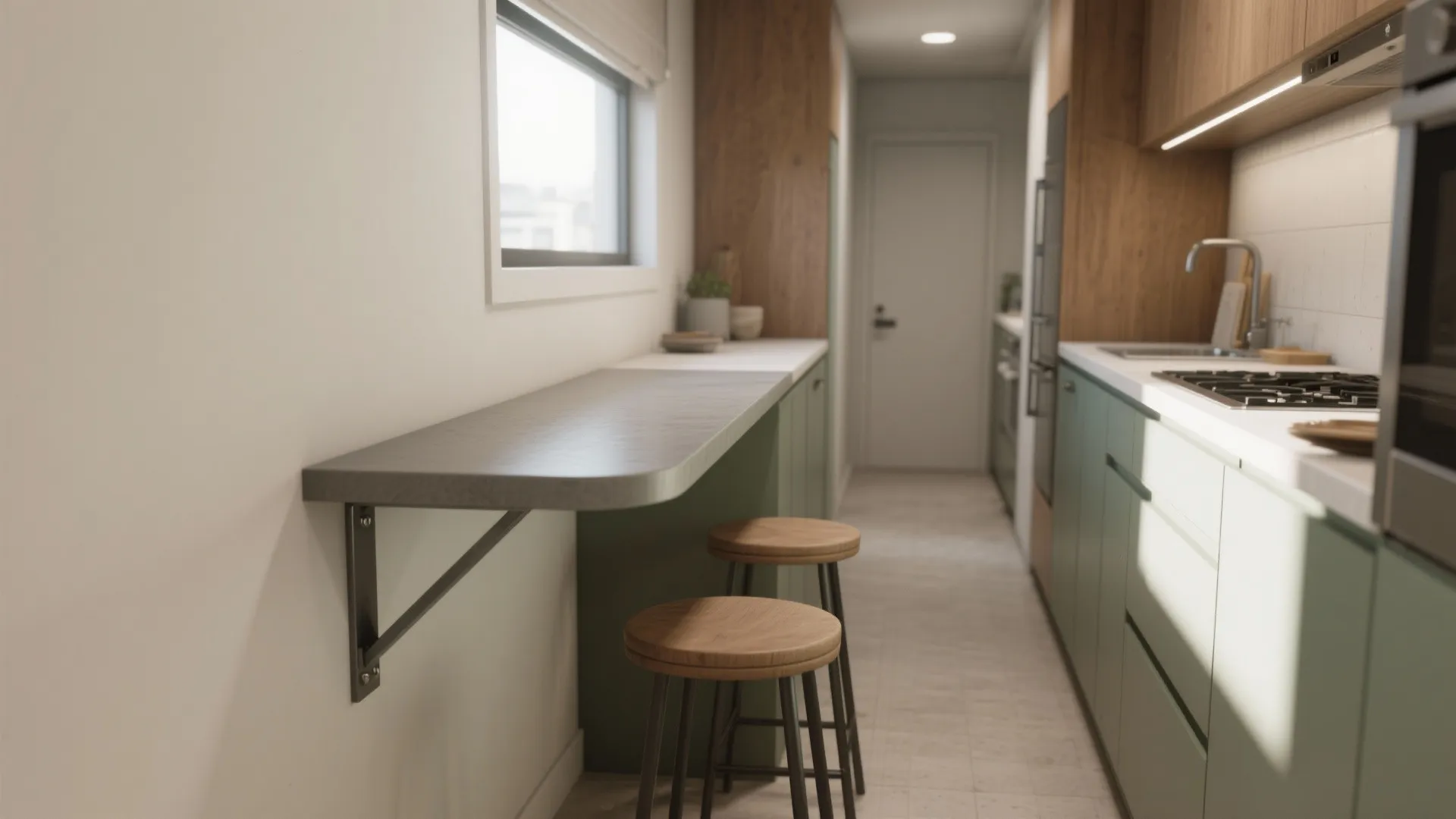 Compact Dining Ledge in the Kitchen