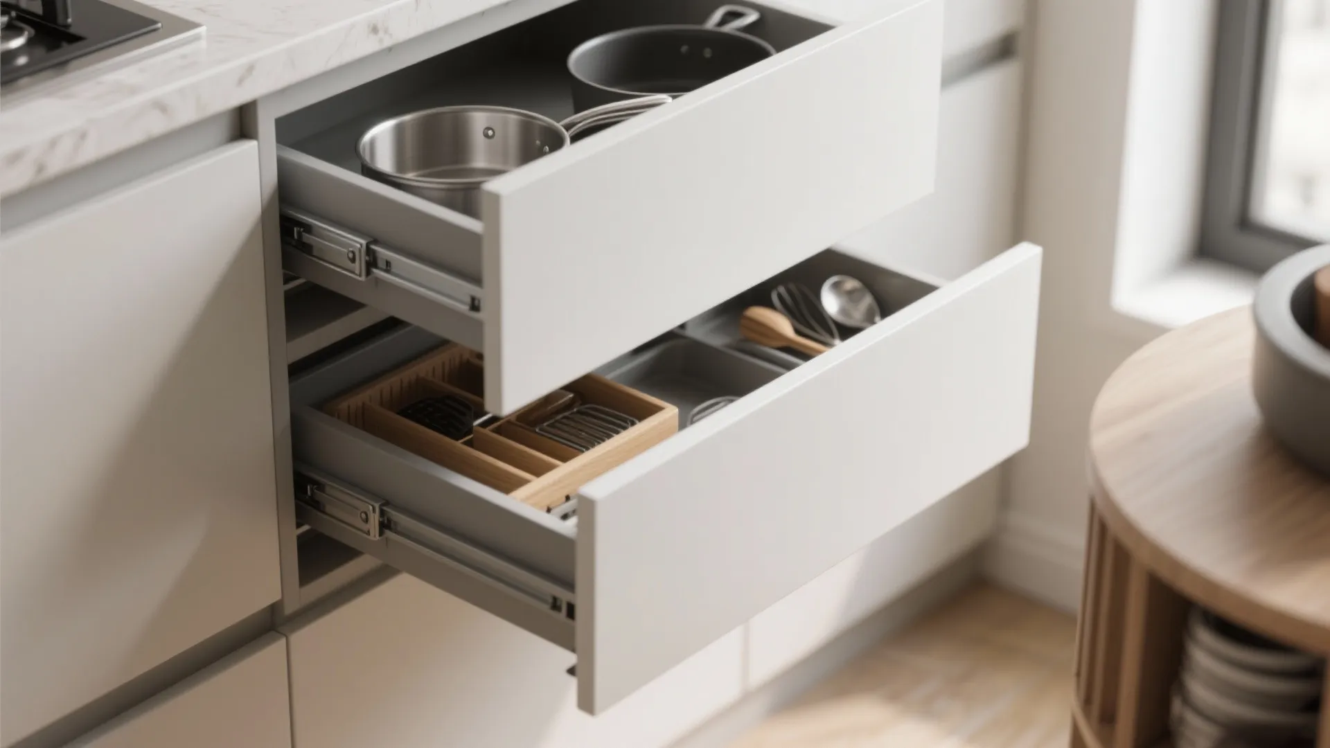 Minimalist kitchen storage that works hard