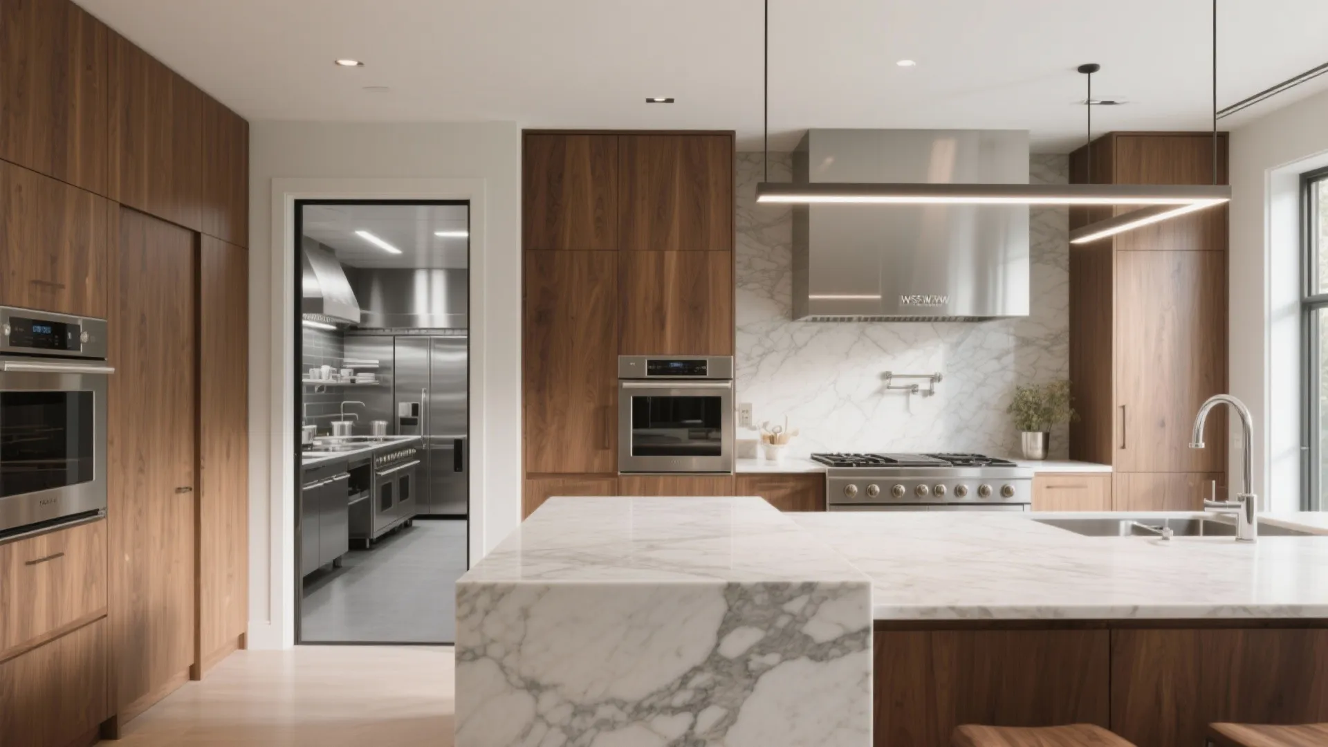 Dual kitchens: a show kitchen plus a chef’s kitchen