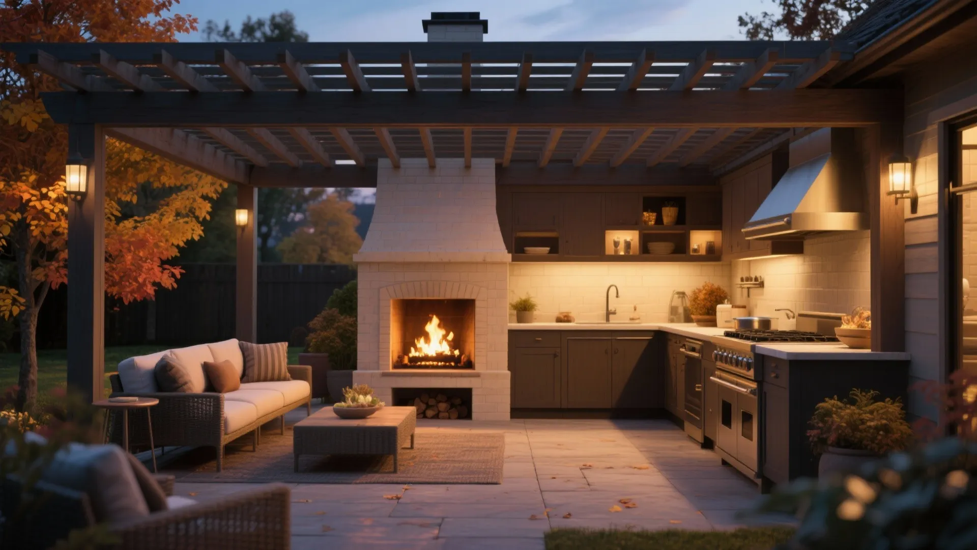 8. Outdoor Kitchen + Fireplace Combo
