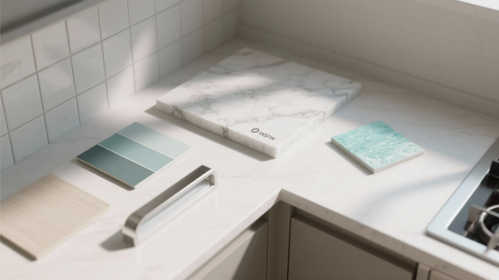 Compact L-Shaped Kitchen with Light Finishes