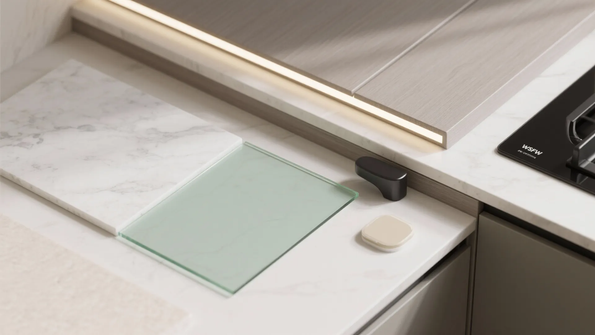 Glass Backsplash and Light-Bouncing Surfaces in the Kitchen