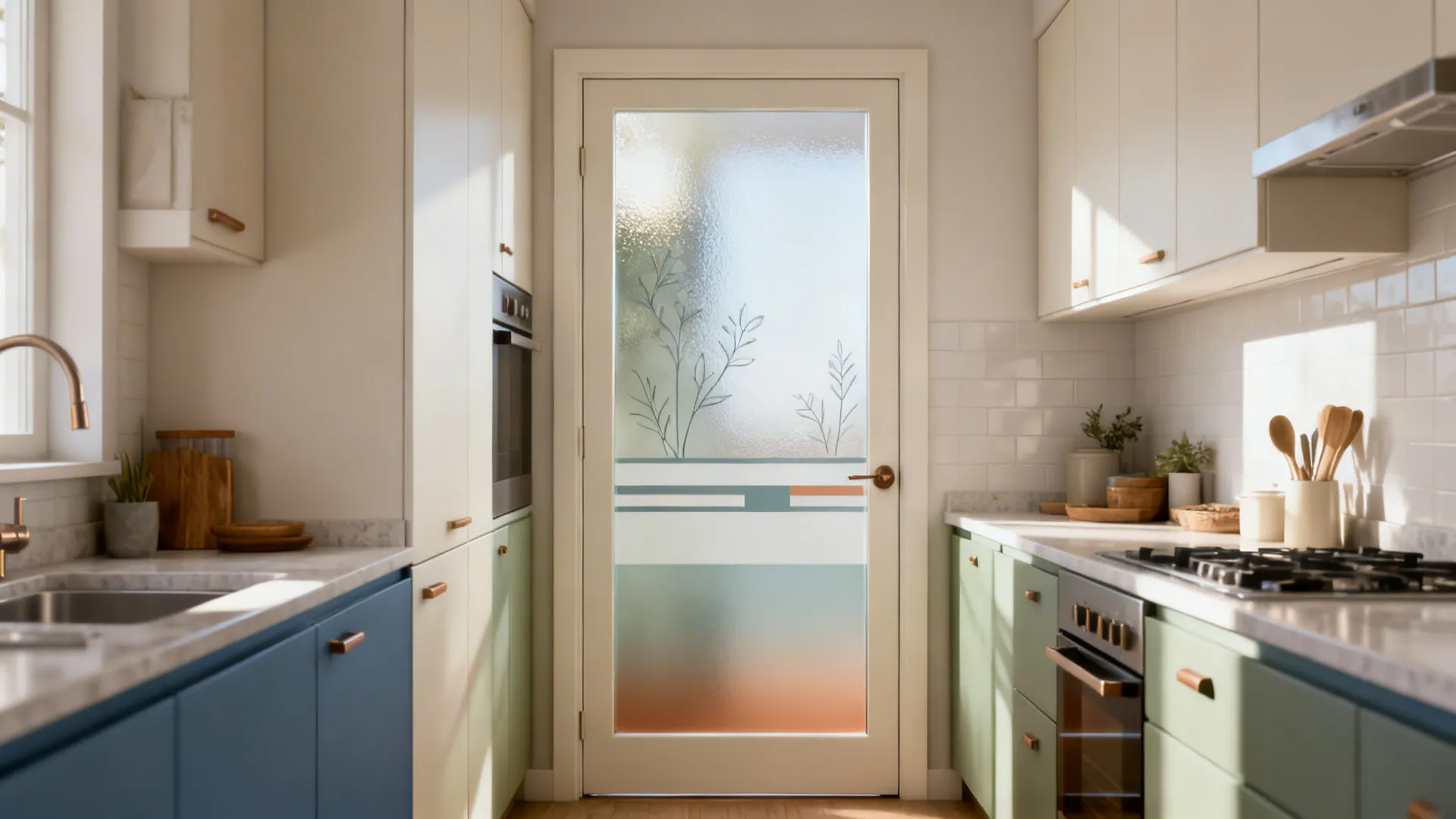 5 kitchen door glass painting designs that elevate small spaces