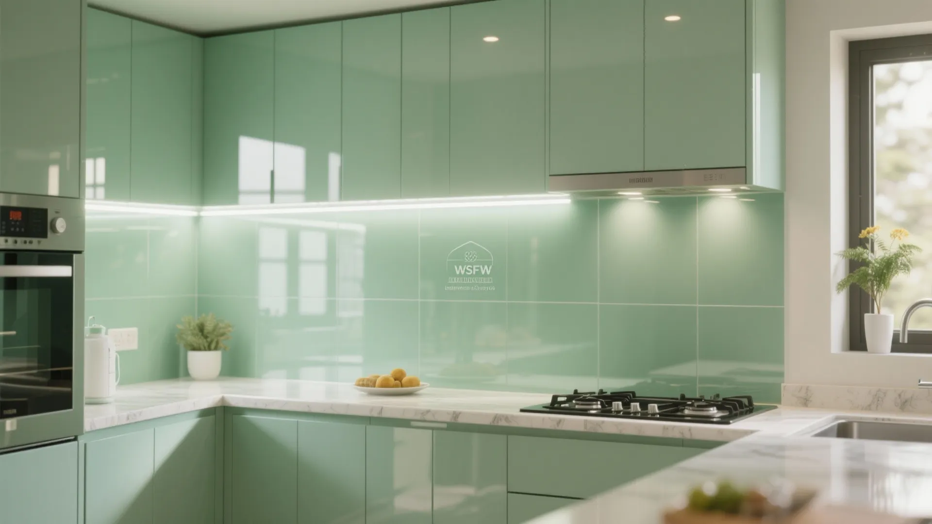 Glass Backsplash for Light and Easy Cleaning